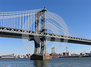 Manhattan Bridge Western Tower and Brooklyn, Landscape View