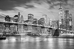 Manhattan and Brooklyn Bridge black and white, New York photo