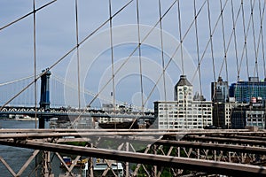 Manhattan from Brooklyn Bridge, New York City, USA