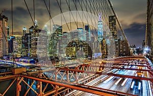 Manhattan from the Brooklyn Bridge at Night