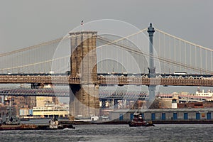 Manhattan and Brooklyn bridges spanning the East River