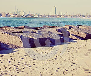 Manhattan brooklyn panorama from queens breezy point