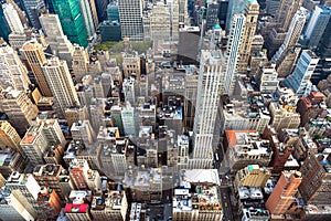 Manhattan cityscape with skyscrapers, New York City (aerial view