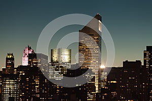 Manhattan cityscape during twilight in New York City