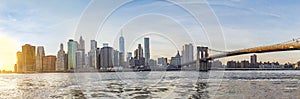 Manhattan Downtown urban view with Brooklyn bridge