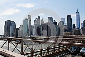 Manhattan Financial District from Brooklyn Bridge, New York City, USA