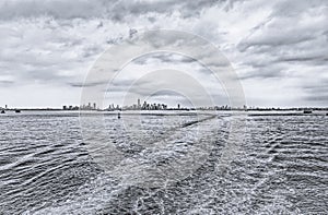 Manhattan Island panorama from the Staten Island Ferry, New York