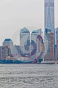 Manhattan Island panorama from the Staten Island Ferry, New York