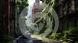 Manhattan Jungle: Post-Apocalyptic Urban Overgrowth. Generative AI