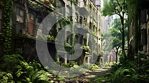 Manhattan Jungle: Post-Apocalyptic Urban Overgrowth. Generative AI