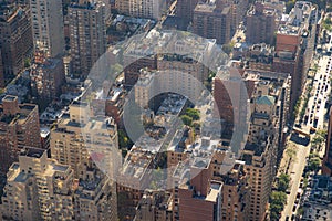 Manhattan Midtown buildings top view. New York