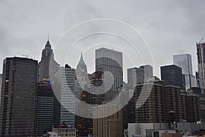 Manhattan skyline on overcast day photo