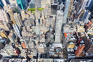 MANHATTAN, NEW YORK CITY. Manhattan skyline and skyscrapers aerial view