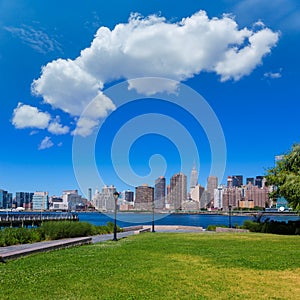 Manhattan New York sunny skyline East River NYC