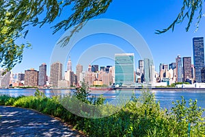 Manhattan New York sunny skyline East River NYC