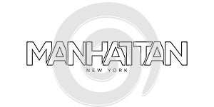Manhattan, New York, USA typography slogan design. America logo with graphic city lettering for print and web