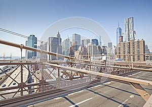 Manhattan seen from Brooklyn Bridge.