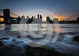 Manhattan skyline with Brooklyn Bridge