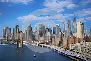 Manhattan Skyline and Brooklyn Bridge, New York City