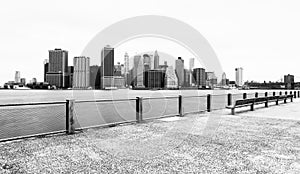 Manhattan skyline in cloudy day, USA