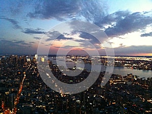 Manhattan skyline at dusk