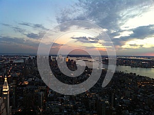 Manhattan skyline at dusk