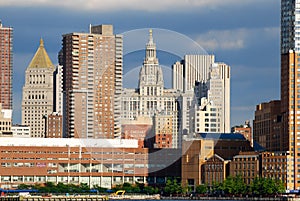 Manhattan Skyline with Empire State Building over Hudson River, NYC.