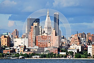 Manhattan Skyline with Empire State Building over Hudson River, NYC.