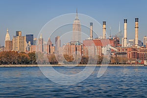 Manhattan skyline from hudson river, New York cityscape, United States