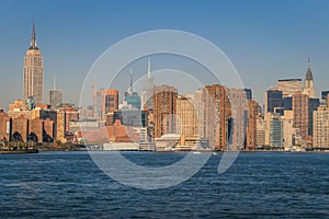 Manhattan skyline from hudson river, New York cityscape, United States