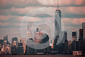 Manhattan skyline from hudson river, New York Usa photo