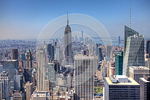 Manhattan Skyline with a misty sky