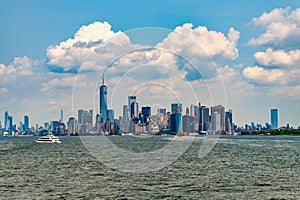 manhattan skyline. new york city. skyscraper building of nyc. ny city architecture. midtown manhattan and hudson river