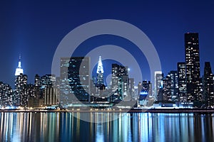 Manhattan skyline at Night Lights, New York City