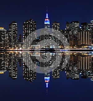 Manhattan skyline at Night Lights, New York City