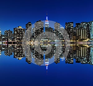 Manhattan Skyline at Night, New York City