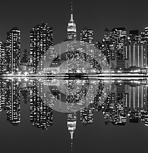 Manhattan Skyline at Night, New York City