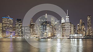 Manhattan skyline at night, New York City, USA