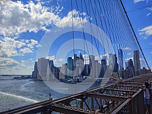 Manhattan Skyline, Seen from the Brooklyn Bridge, by Day