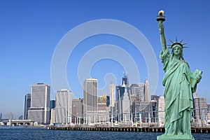 Manhattan Skyline and The Statue of Liberty