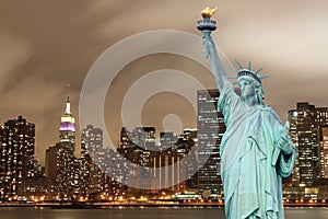 Manhattan Skyline and The Statue of Liberty