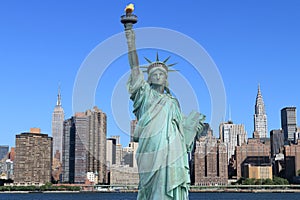 Manhattan Skyline and The Statue of Liberty