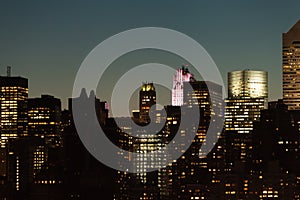 Manhattan skyline during twilight in New York City