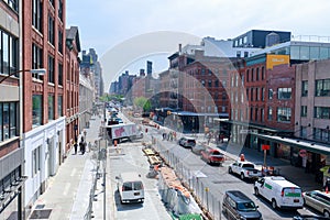 Manhattan Street view from HIgh Line Park in New York City