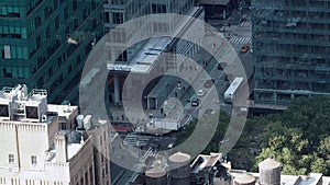 Manhattan Subway Station and Streets Aerial City Timelapse