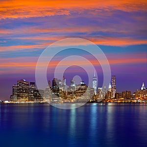 Manhattan sunset skyline New York NYC US