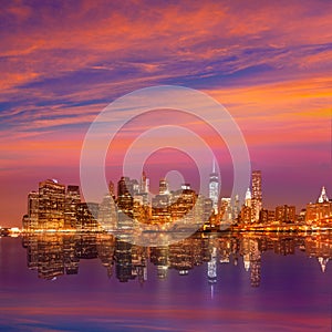 Manhattan sunset skyline New York NYC US