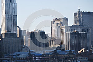 A lower Manhattan skyline from Pier 11 on the East River