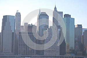 A lower Manhattan skyline from Pier 11 on the East River