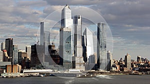 Manhattan West Side waterfront, skyscrapers of the Hudson Yard, view across Hudson River